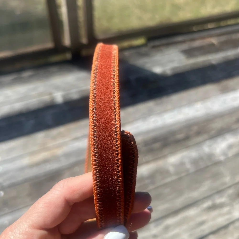 Elegant Brown Red Genuine Leather Suede Silver Clasp Women's Belt - Picture 4 of 11